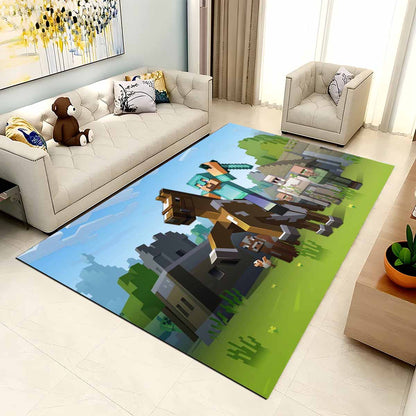 Minecraft Steve Reitet Auf Herobrine Mit Schwert Teppich 2