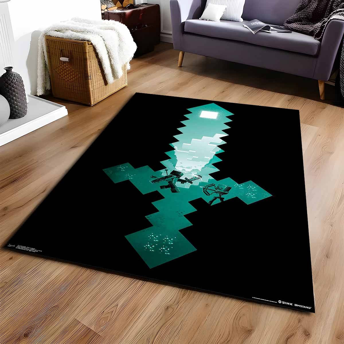 Minecraft Steve Schwert Diamantschwert 2 Teppich