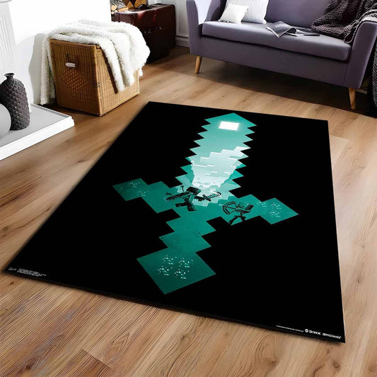 Minecraft Steve Schwert Diamantschwert 2 Teppich