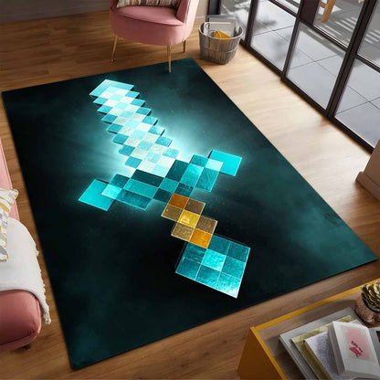 Minecraft Steve Schwert Diamantschwert Teppich 2