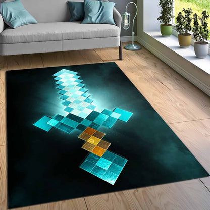 Minecraft Steve Schwert Diamantschwert Teppich 3