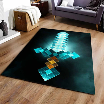Minecraft Steve Schwert Diamantschwert Teppich