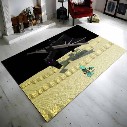 Minecraft Steve Und Enderdrachen Im Ende Teppich
