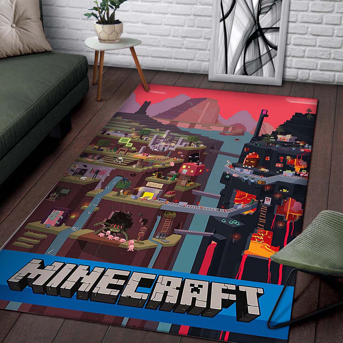 Minecraft Video Game Haus Wohnzimmer Dekor M2510 Teppich 2