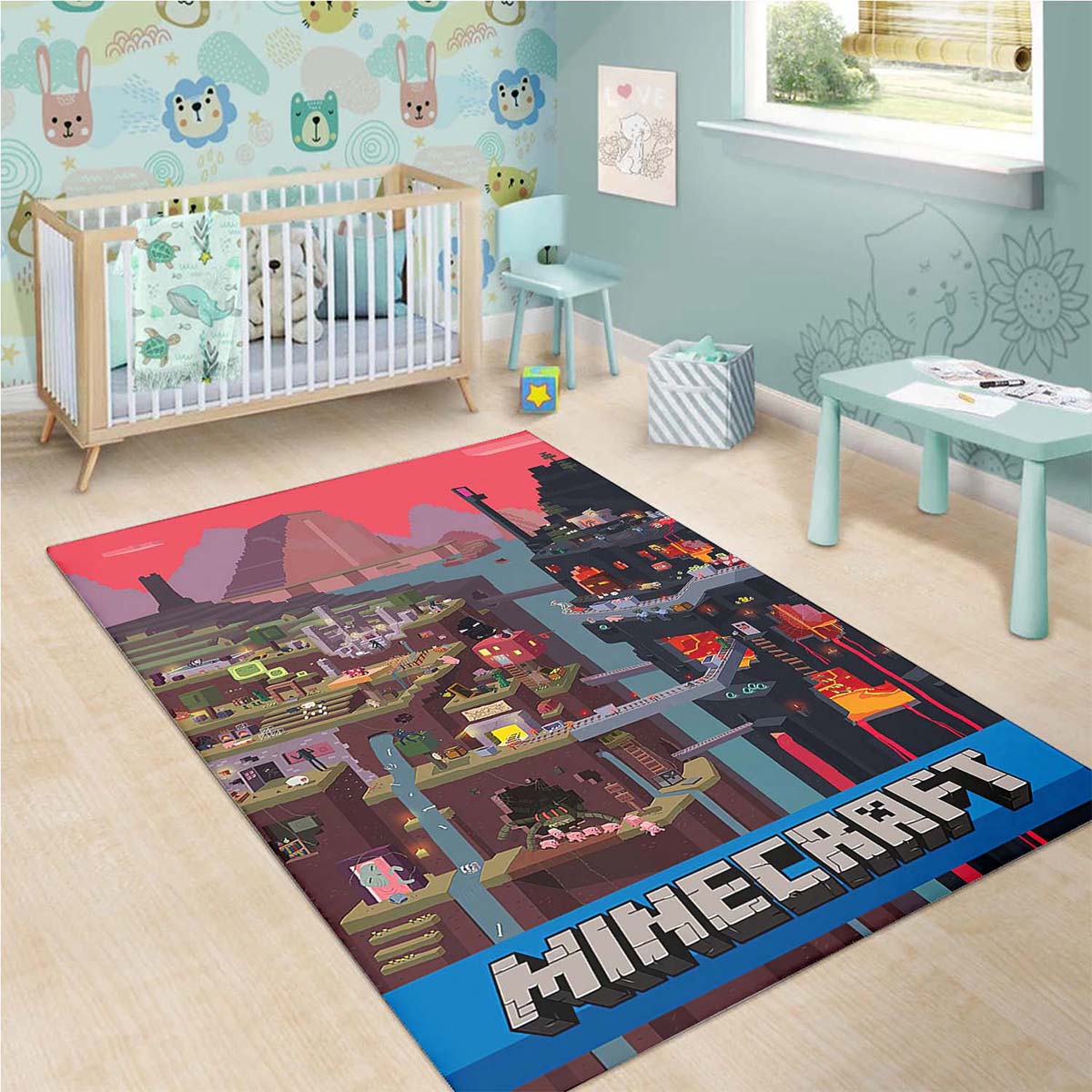 Minecraft Video Game Haus Wohnzimmer Dekor M2510 Teppich 3