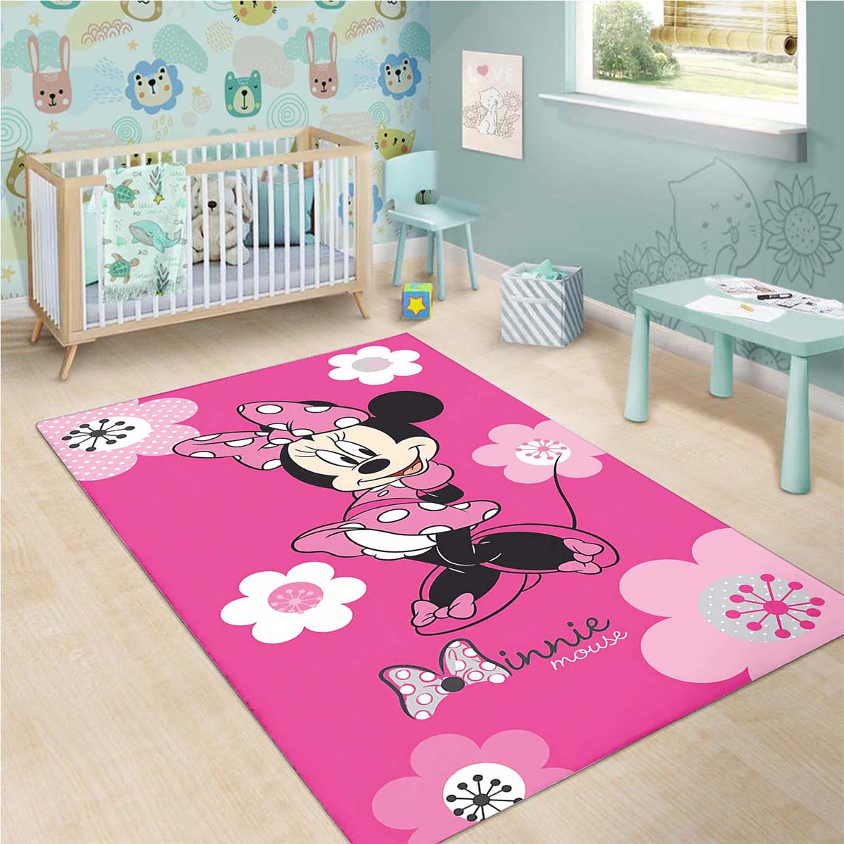 Minnie Mouse Pink Kleid Teppich 3