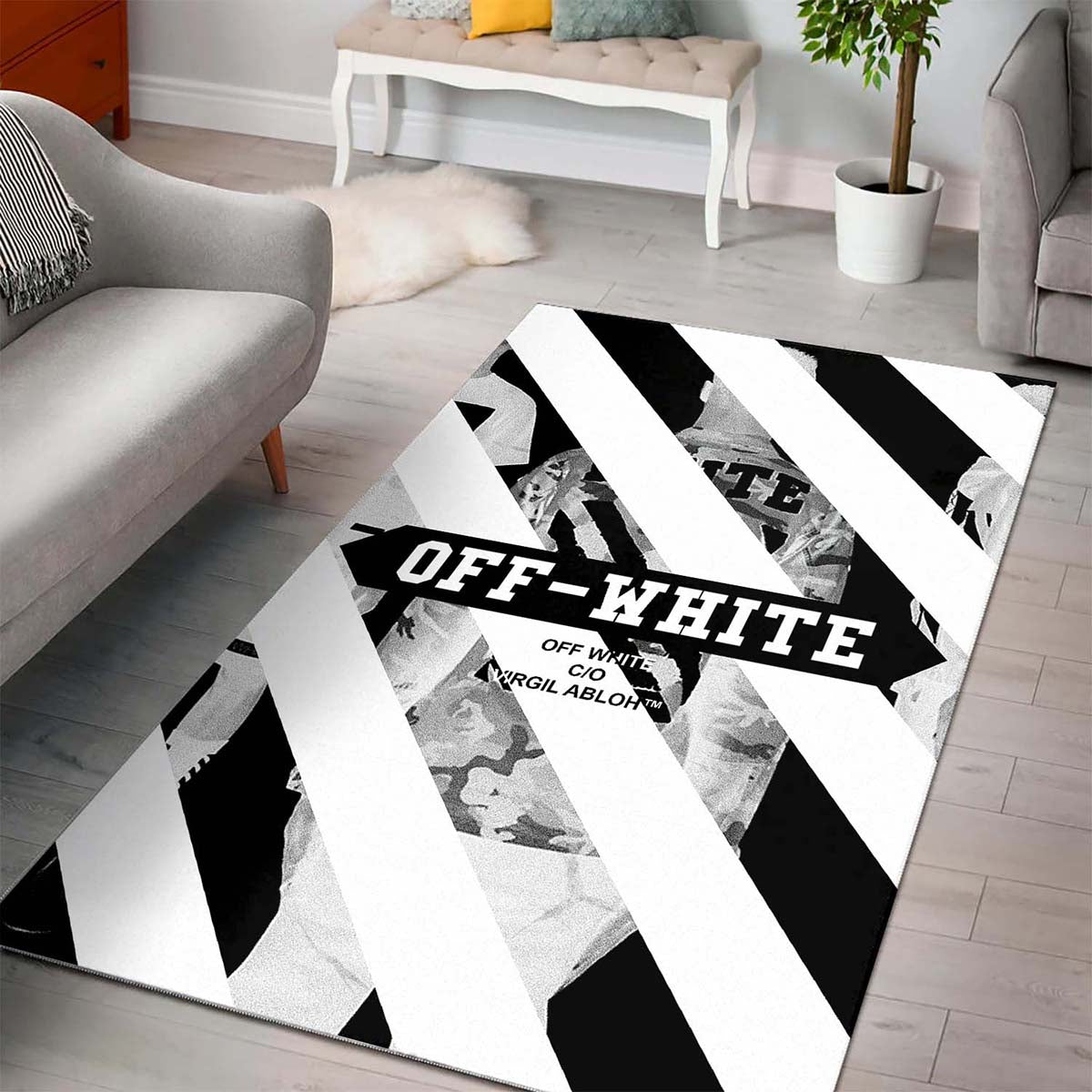 Off White Pattern Teppich 3