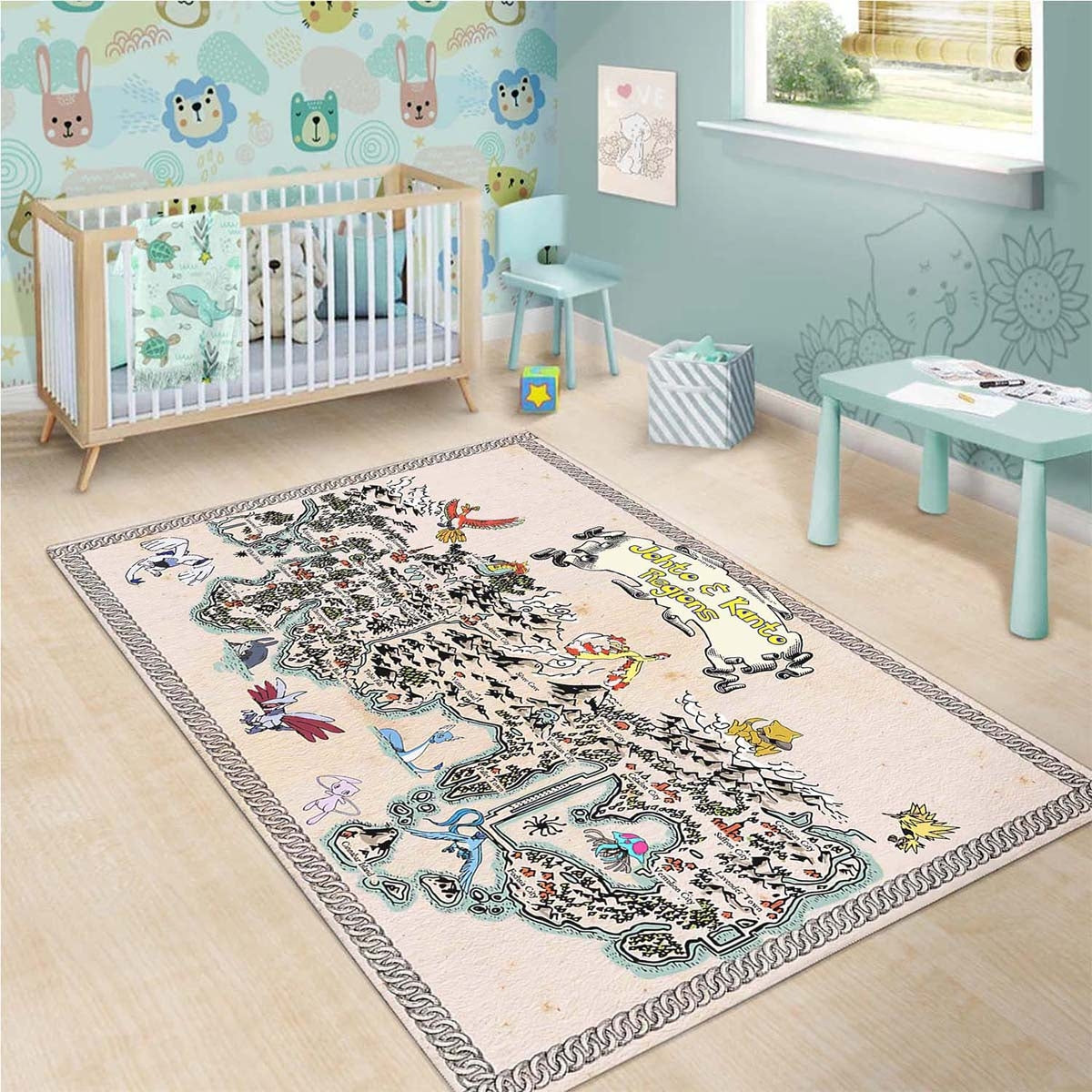 Pokemon Kanto And Johto Regions Map Teppich
