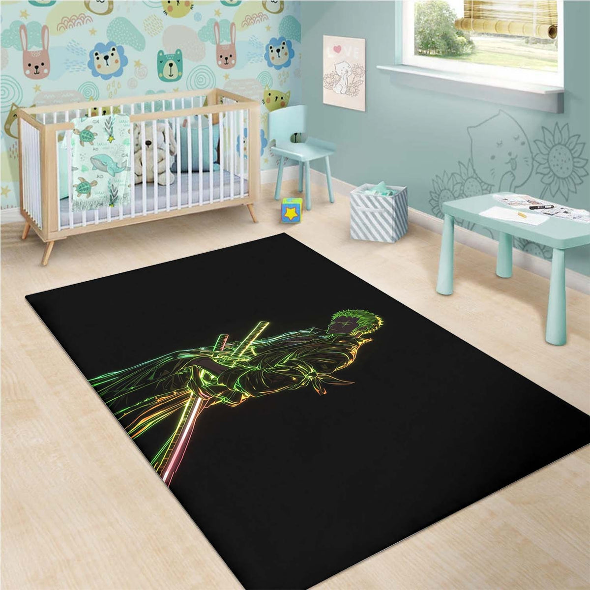 Roronoa Zoro Neon Teppich