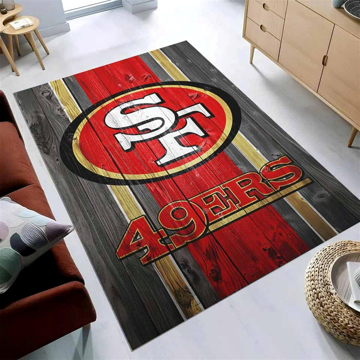 San Francisco 49ers Fuballmannschaft Nfl Auf Holz Teppich