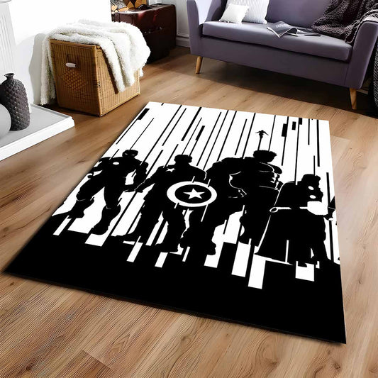 Schwarz-wei Avengers Marvel Teppich