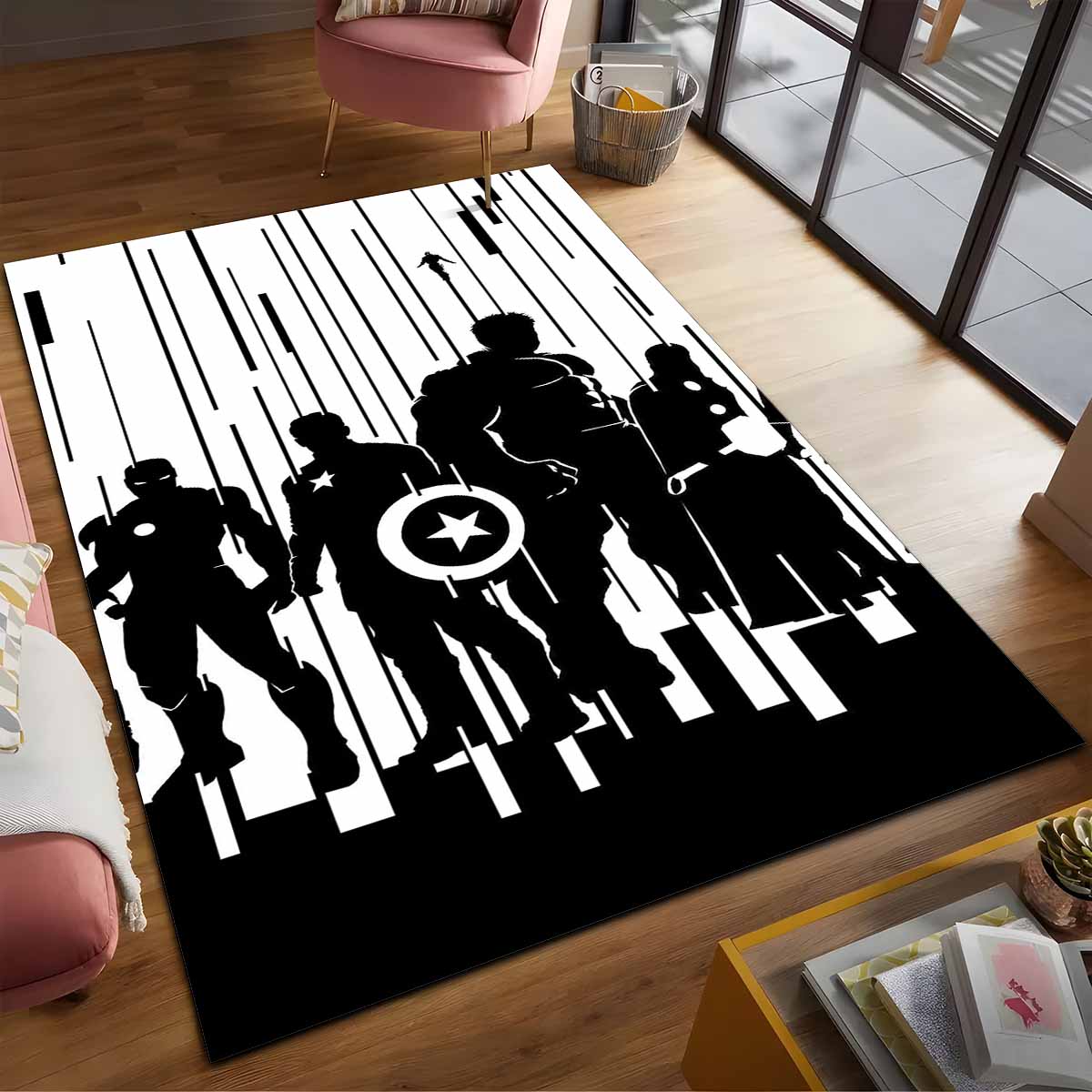 Schwarz-wei Avengers Marvel Teppich 2