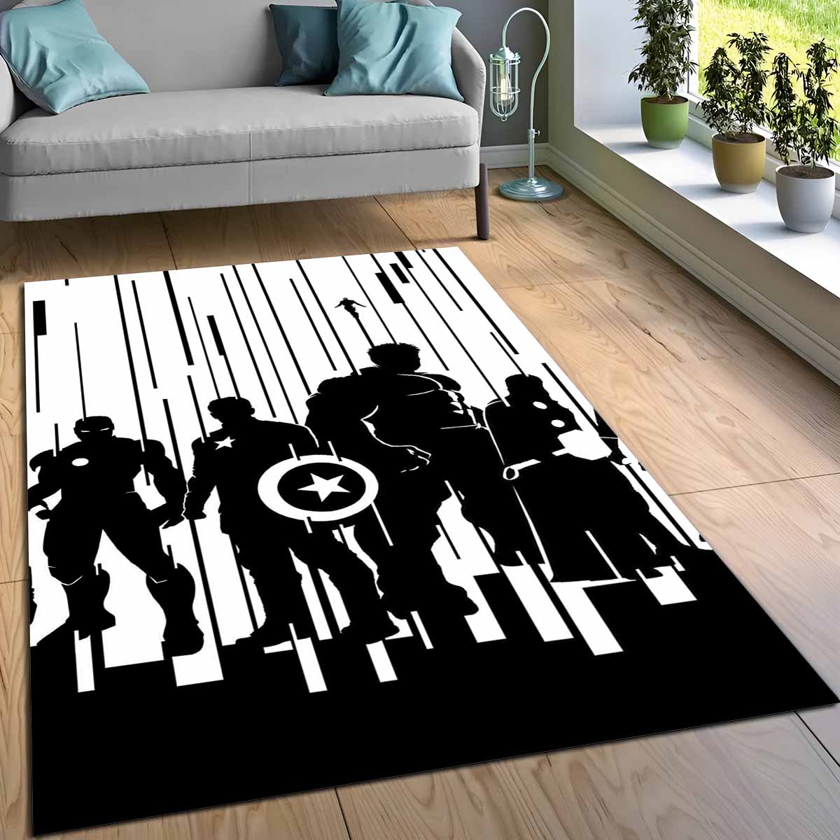 Schwarz-wei Avengers Marvel Teppich 3