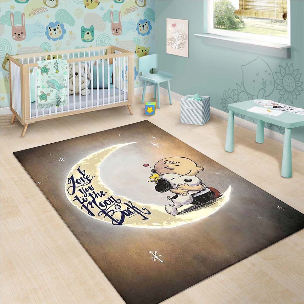 Snoopy I Love You To The Moon And Back 2 Teppich 3