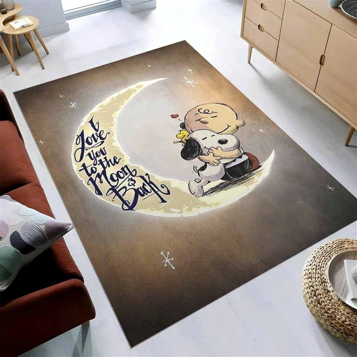 Snoopy I Love You To The Moon And Back Teppich