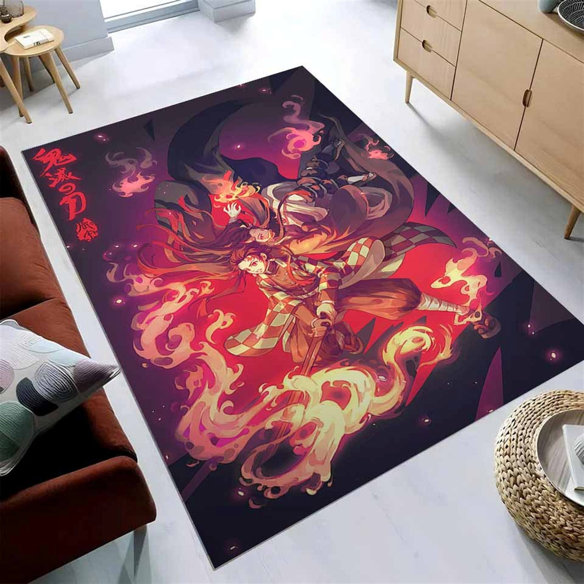 Tanjiro Kamado Sun Halo Dragon 3 Teppich