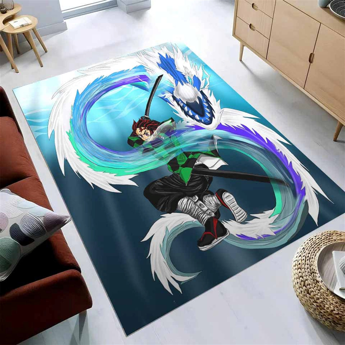 Tanjiro Water Breathing Dragon Teppich