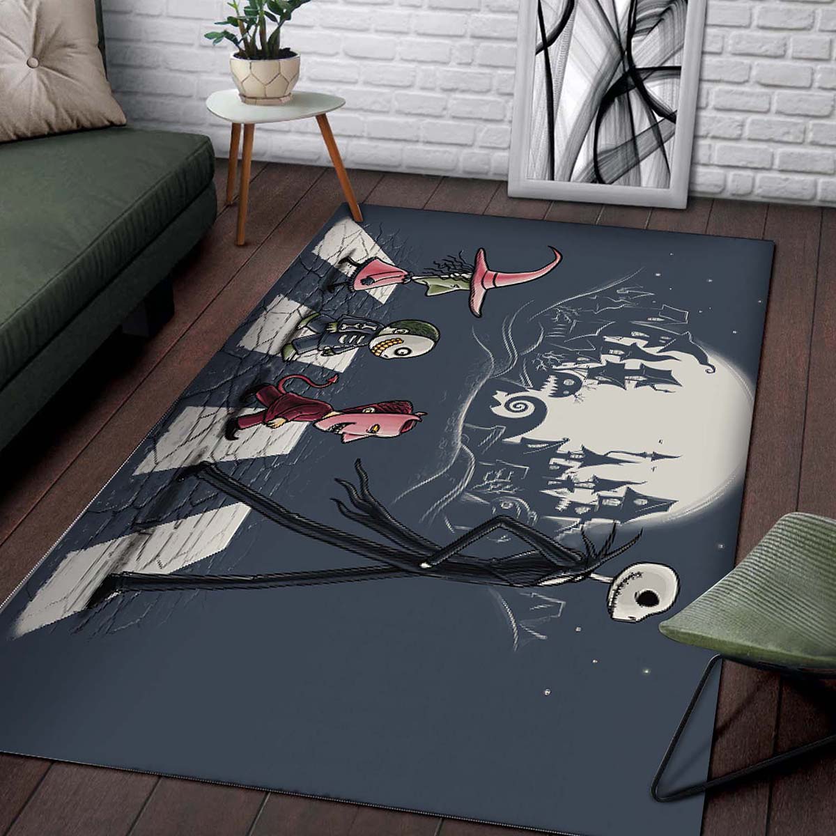 The Nightmare Before Christmas- Lock Shock Barrel & Jack Skellington Walking The Street Teppich 2