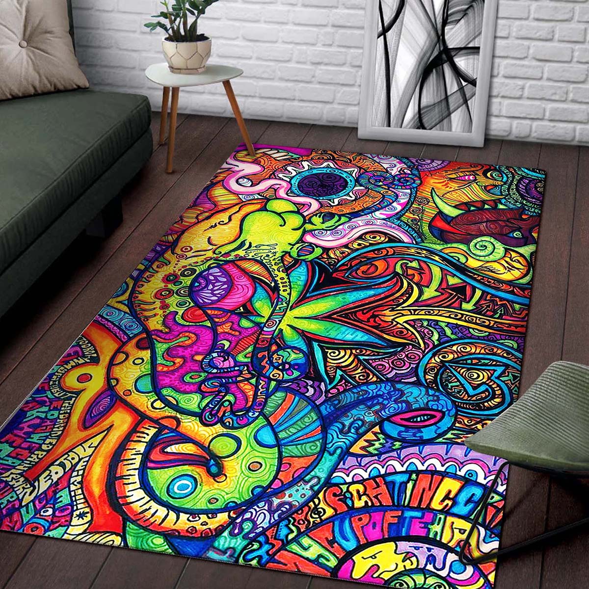 Trippy Psychedelic Colorful Teppich 2