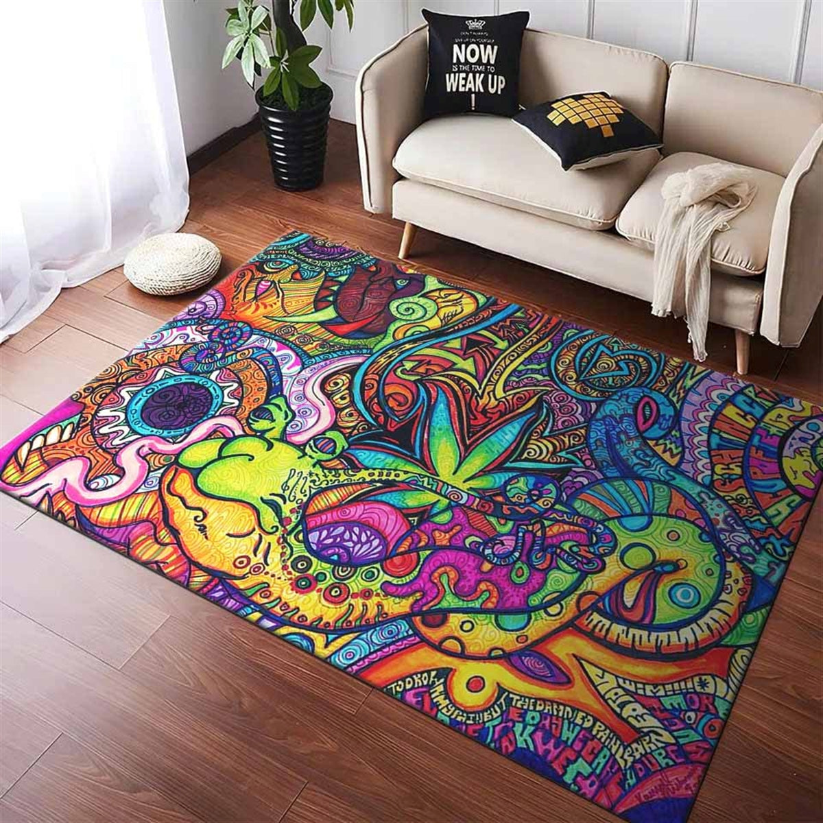 Trippy Psychedelic Colorful Teppich