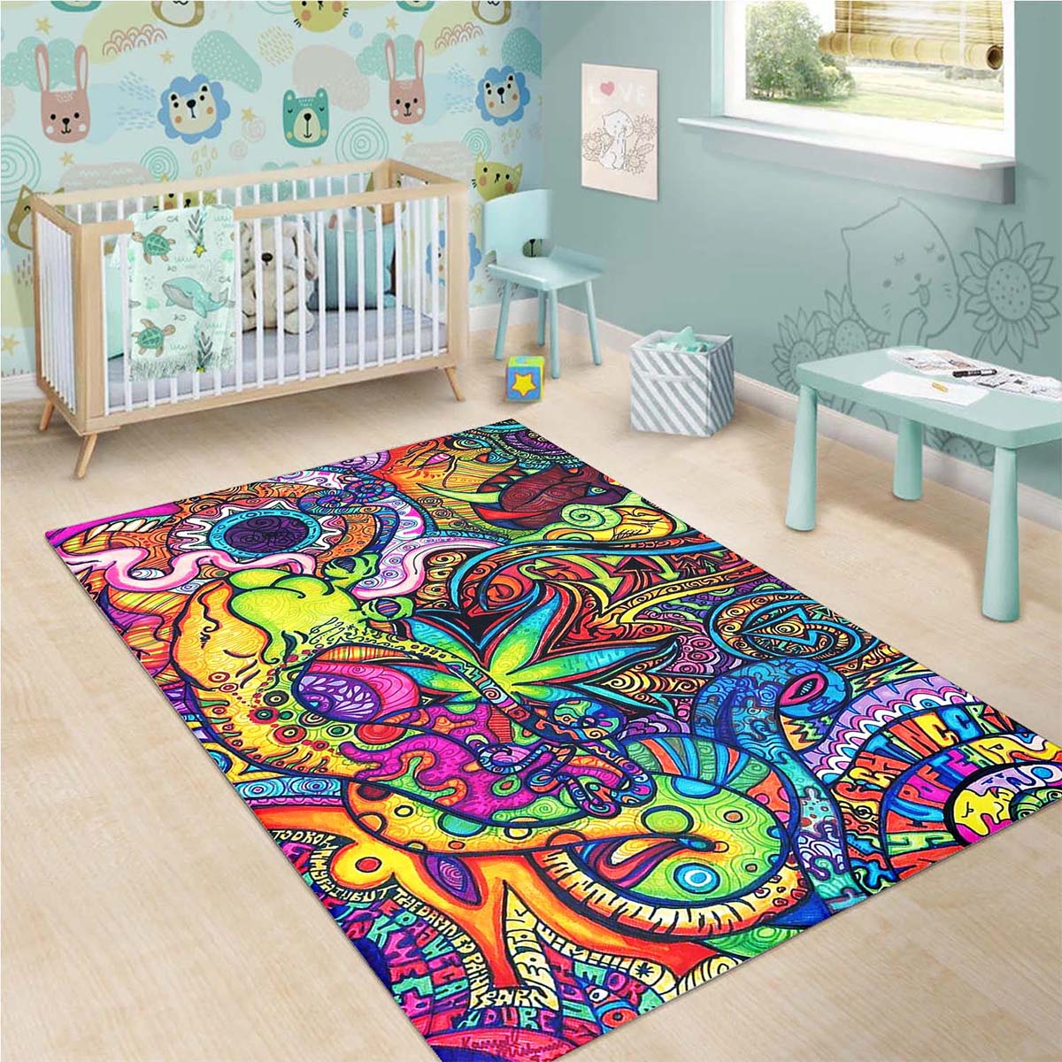 Trippy Psychedelic Colorful Teppich 3