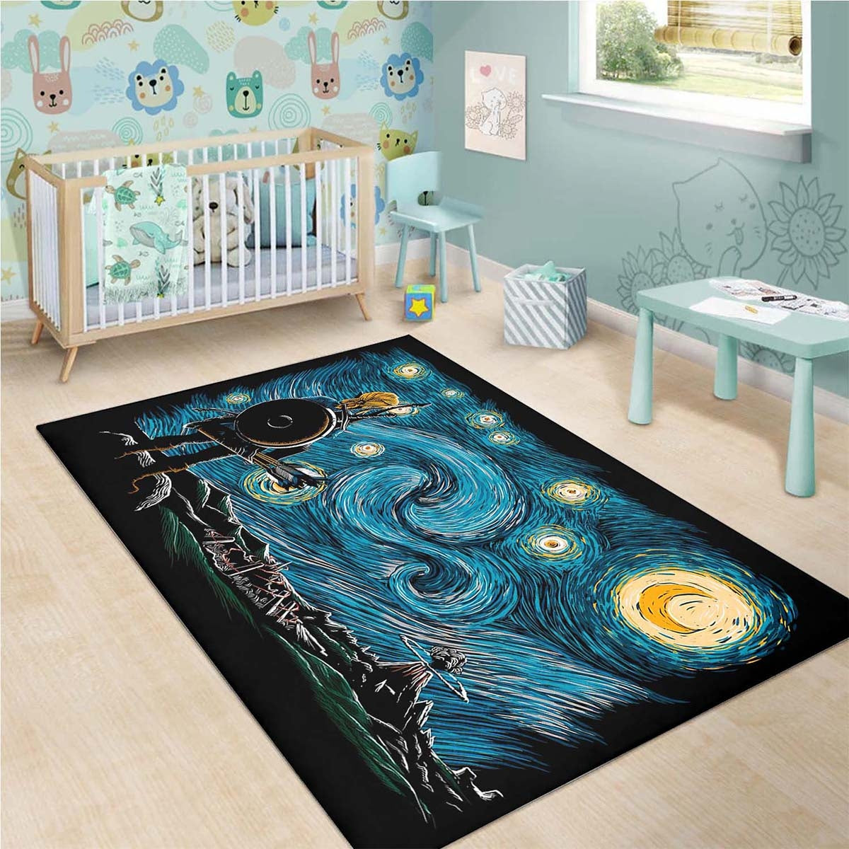 Van Gogh Starry Night Zelda Link Breath Of The Wild Teppich