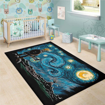 Van Gogh Starry Night Zelda Link Breath Of The Wild Teppich