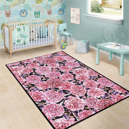 Vintage Pink Peony Floral Teppich
