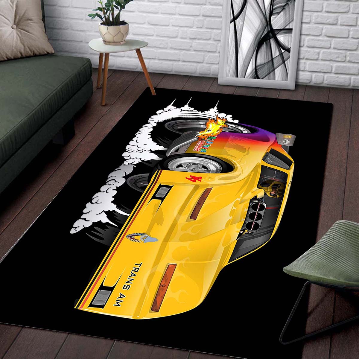 Yellow Firebird Trans Am Dragster Teppich 2