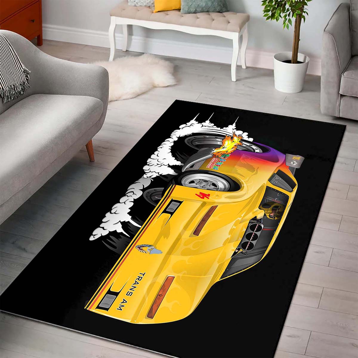 Yellow Firebird Trans Am Dragster Teppich 3