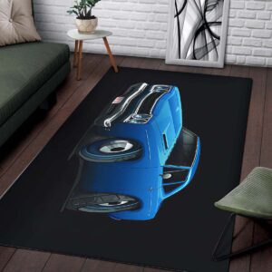 Alternative view of 1969 Plymouth Roadrunner Blue Car Art Teppich