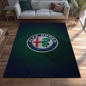 Alternative view of Alfa Romeo Green Background Style Teppich - Teppich mit Automotiv-Motiv