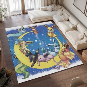Alternative view of Alle Evoli-Entwicklungen Pokémon auf dem Mond - All Eevee Evolutions Pokemon On Moon Teppich - TOK