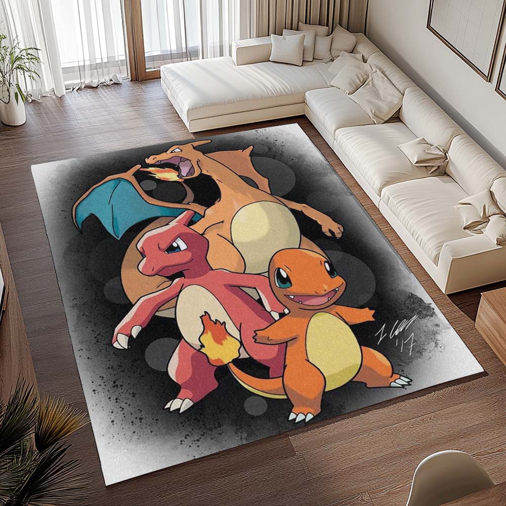 Glumanda Glutexo Glurak Pokémon - Charmander Charmeleon Charizard Pokemon 2 Teppich - TOK – Bild 2