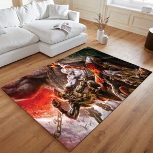 Alternative view of God of War Ragnarök Kratos Kampf 3 Teppich - TOK