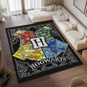 Alternative view of Harry Potter Schule von Hogwarts Logo Zeichnung Teppich - TOK