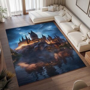 Alternative view of Harry Potter Schule von Hogwarts Nacht 03 Teppich - TOK