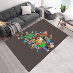 Minecraft Alle Charaktere Steve Creeper Schwein Zombie Dorfbewohner Teppich - TOK