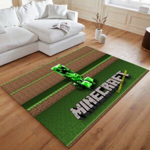 Alternative view of Minecraft Klassischer Creeper unzufrieden Teppich - TOK