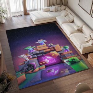 Alternative view of Minecraft Nether-Biom Steve Kampf gegen Schurken Teppich - TOK