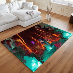 Alternative view of Minecraft Nether Korrumpiertes Biom Schweinemenschen Netherrack Teppich - TOK