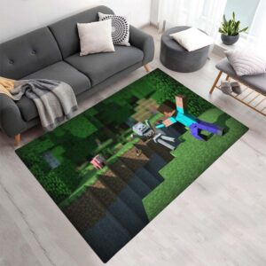 Minecraft Steve Kampf gegen den Feind Teppich - TOK
