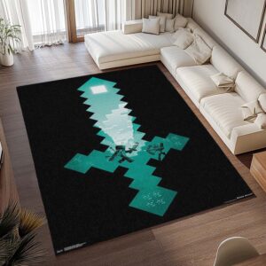 Alternative view of Minecraft Steve Schwert Diamantschwert 2 Teppich - TOK
