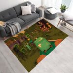 Minecraft Steve kämpft gegen feindliche Kräfte Teppich – TOK