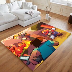 Alternative view of Minecraft Steve gegen Mario Showdown Teppich - TOK