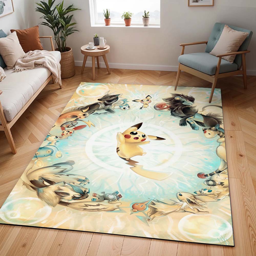 Pikachu und Evoli Entwicklungen Pokémon - Pikachu And Eevee Evolutions Pokemon Teppich - TOK