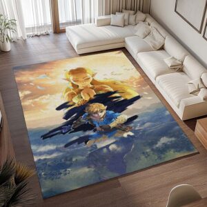Alternative view of Die Legende von Zelda Link und Prinzessin Zelda Alle Charaktere 4 Teppich - TOK