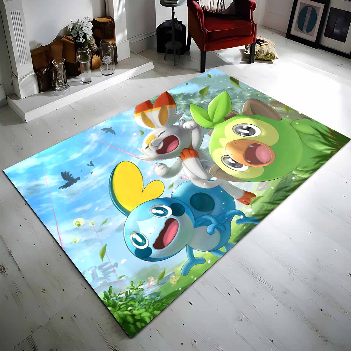 Chimpep Hopplo Memmeon Pokmon Scorbunny Grookey Sobble Pokemon 2 Teppich