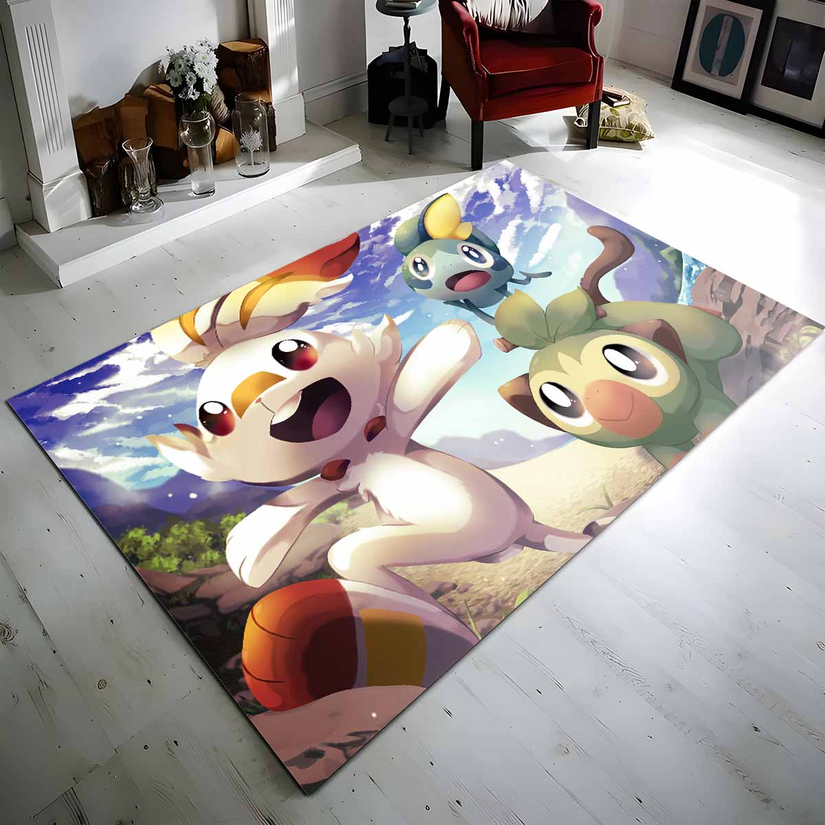 Chimpep Hopplo Memmeon Pokmon Scorbunny Grookey Sobble Pokemon Teppich