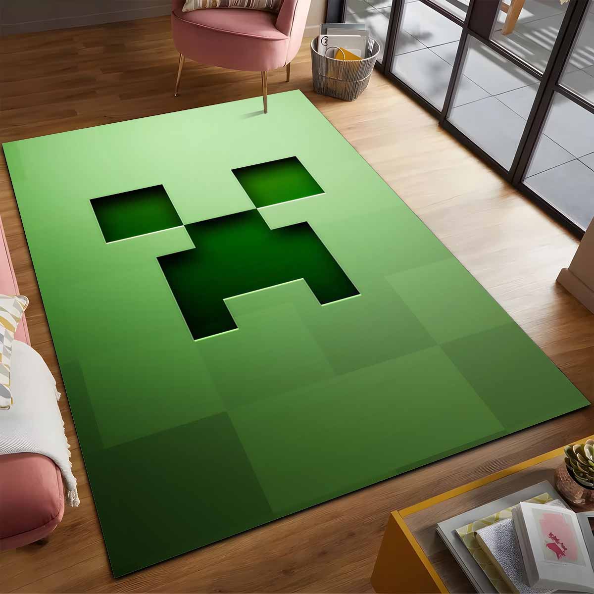 Minecraft Creeper Grnes Gesicht Teppich – Bild 2